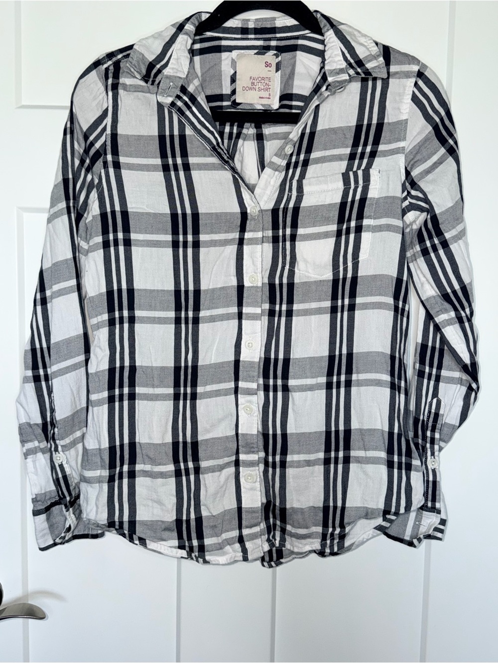 SO Black and White Plaid Button Down